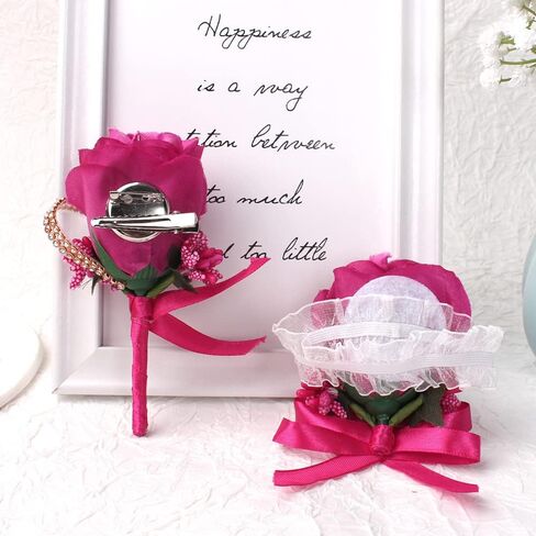 WANLIAN Rose Wrist Corsage Bridesmaid Corsage and Boutonniere Set for Wedding Prom Party Hand Flower Decoration Set of 2 (White01) in Saudi Arabia