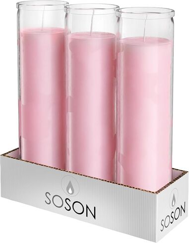 Simply Soson 1 Piece Unscented 7 Color Glass Prayer Devotional Candle, Hand Poured Wax Candles - 2 Inch x 8 Inch, Great for Sanctuary, Vigils, Casting Chimes, Rituals, Spells, Wiccan & More in Kuwait