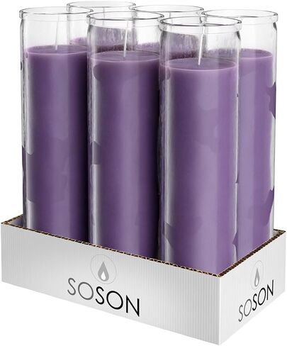 Simply Soson 1 Piece Unscented 7 Color Glass Prayer Devotional Candle, Hand Poured Wax Candles - 2 Inch x 8 Inch, Great for Sanctuary, Vigils, Casting Chimes, Rituals, Spells, Wiccan & More in Kuwait