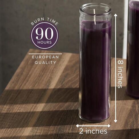 Simply Soson 1 Piece Unscented 7 Color Glass Prayer Devotional Candle, Hand Poured Wax Candles - 2 Inch x 8 Inch, Great for Sanctuary, Vigils, Casting Chimes, Rituals, Spells, Wiccan & More in Kuwait