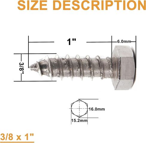 20 قطعة من BinifiMux 1/4" x 4" براغي سداسية من الفولاذ المقاوم للصدأ برأس متخلفة، A2-70/18-8، لمسة نهائية سادة in Kuwait