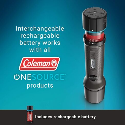 Coleman OneSource Rechargeable LED Flashlight, Water-Resistant Flashlight with OneSource Batteries Shines Up to 1000 Lumens, Rechargeable Heavy-Duty Flashlight for Camping, Emergencies, & Home Usage in Saudi Arabia