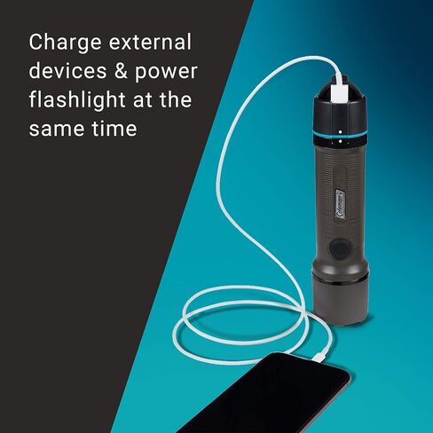 Coleman OneSource Rechargeable LED Flashlight, Water-Resistant Flashlight with OneSource Batteries Shines Up to 1000 Lumens, Rechargeable Heavy-Duty Flashlight for Camping, Emergencies, & Home Usage in Saudi Arabia
