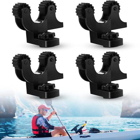 Riakrum Summer Kayak مجداف حامل المسار جبل الملحقات حامل مجذاف الكاياك لمعدات الصيد مجداف سريع الإمساك، أسود (4 قطع) in Saudi Arabia