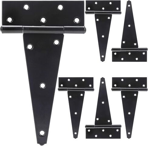 8 Inch T-Strap Shed Door Hinges Heavy Duty, Black Tee Hinge for Wooden Fences, Yard Door, Barn Door Gates, Wrought Hardware Rustproof, 2PCS in Kuwait