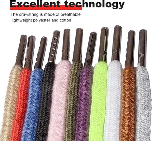 18 Pcs Drawstring Cords Replacement Hoodie String Cording Flat with Metal Tip 24Pcs Cord Locks Stopper Toggle with Threader Tool for Sweatpants Clothings Pants Jackets Coats Clothing Jackets Coats in Saudi Arabia