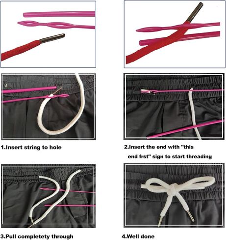18 Pcs Drawstring Cords Replacement Hoodie String Cording Flat with Metal Tip 24Pcs Cord Locks Stopper Toggle with Threader Tool for Sweatpants Clothings Pants Jackets Coats Clothing Jackets Coats in Saudi Arabia
