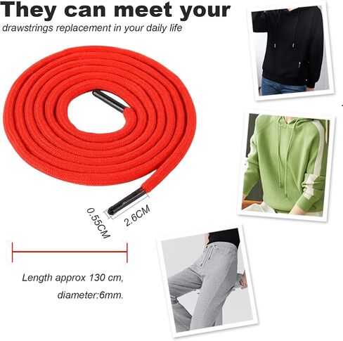 18 Pcs Drawstring Cords Replacement Hoodie String Cording Flat with Metal Tip 24Pcs Cord Locks Stopper Toggle with Threader Tool for Sweatpants Clothings Pants Jackets Coats Clothing Jackets Coats in Saudi Arabia