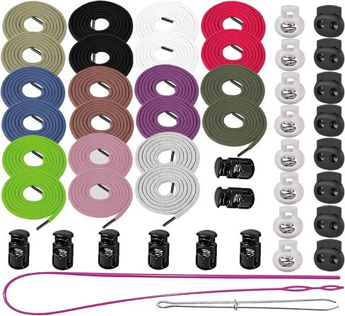 18 Pcs Drawstring Cords Replacement Hoodie String Cording Flat with Metal Tip 24Pcs Cord Locks Stopper Toggle with Threader Tool for Sweatpants Clothings Pants Jackets Coats Clothing Jackets Coats in Saudi Arabia