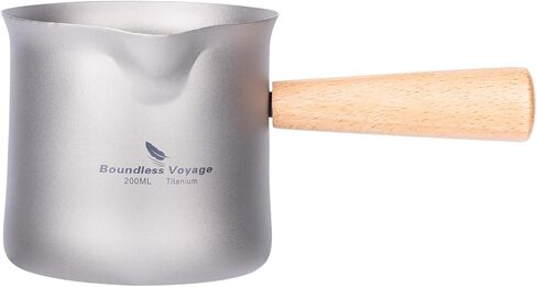 iBasingo 200ML Titanium Tea Maker Tea Set Single Layer with Wooden Handle Outdoors Portable Lightweight for Camping Hiking Coffee US-Ti3138D in Kuwait