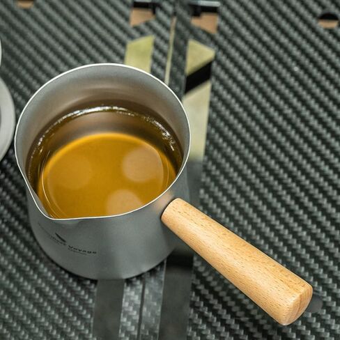 iBasingo 200ML Titanium Tea Maker Tea Set Single Layer with Wooden Handle Outdoors Portable Lightweight for Camping Hiking Coffee US-Ti3138D in Kuwait