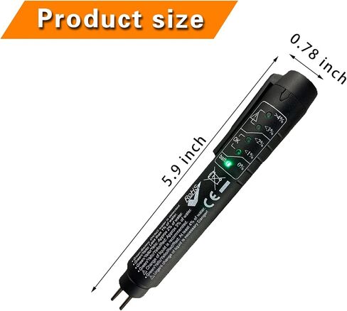 قطعة واحدة من قلم اختبار سائل فرامل السيارة مع 5 مؤشرات LED، DOT 3 DOT 4 DOT 5.1 محلل سائل الفرامل ومصلحها، أداة اختبار تشخيص زيت الفرامل العالمية 12 فولت للسيارات والشاحنات وسيارات الدفع الرباعي (أسود) in Kuwait