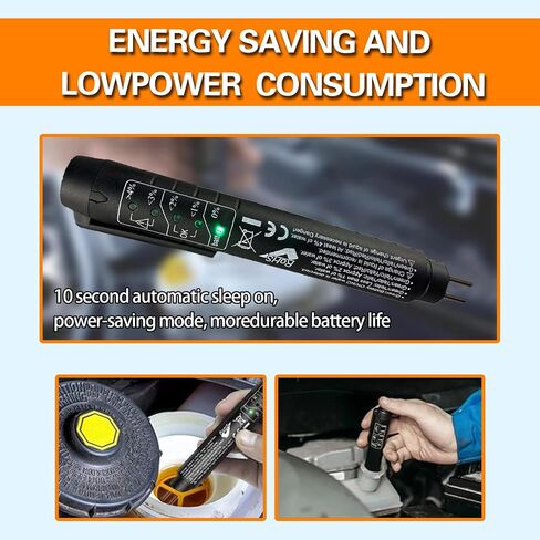 قطعة واحدة من قلم اختبار سائل فرامل السيارة مع 5 مؤشرات LED، DOT 3 DOT 4 DOT 5.1 محلل سائل الفرامل ومصلحها، أداة اختبار تشخيص زيت الفرامل العالمية 12 فولت للسيارات والشاحنات وسيارات الدفع الرباعي (أسود) in Kuwait
