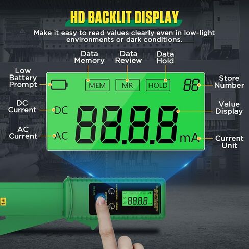 المشبك متر 0mA ~ 60A AC / DC أمبير المشبك متر السيارات تتراوح AC DC الحالي متر التبديل التلقائي AC / DC أمبير متر رقمي المشبك المتعدد مع شاشة LCD بإضاءة خلفية، 99 مجموعات تخزين / عقد البيانات، إيقاف التشغيل التلقائي in Kuwait