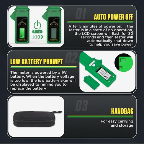 المشبك متر 0mA ~ 60A AC / DC أمبير المشبك متر السيارات تتراوح AC DC الحالي متر التبديل التلقائي AC / DC أمبير متر رقمي المشبك المتعدد مع شاشة LCD بإضاءة خلفية، 99 مجموعات تخزين / عقد البيانات، إيقاف التشغيل التلقائي in Kuwait