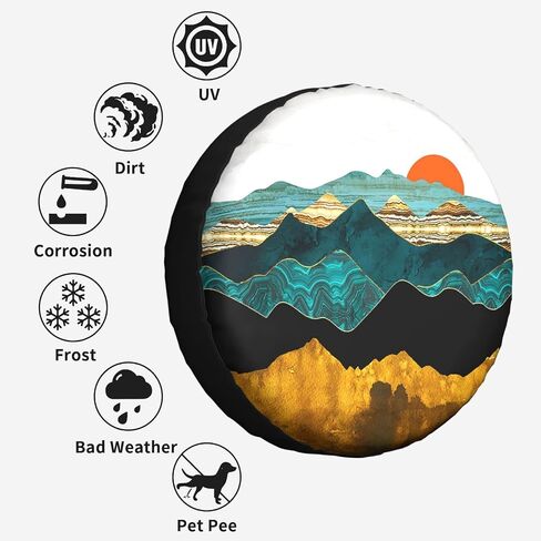 غطاء إطار احتياطي لمناظر غروب الشمس الطبيعية للجبال مناسب عالميًا لشاحنة جيب رانجلر RV SUV ومقطورة السفر والعديد من المركبات 14 بوصة 15 بوصة 16 بوصة 17 بوصة واقي عجلة الإطارات مقاوم للماء والغبار in Kuwait