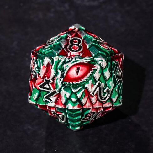 Metal Dice Set D&D,7 PCS Dragon Scale Metallic DND Dice Set,Dragon Eye Metal Dice with Gift Metal Box for Dungeons and Dragon Tabletop Game (Black Dragon Scale & Red Eye) in Saudi Arabia