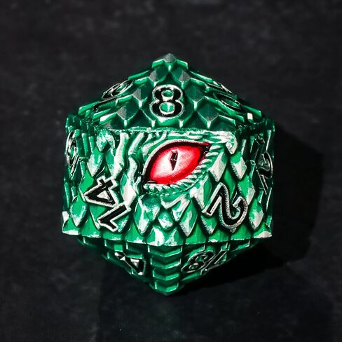 Metal Dice Set D&D,7 PCS Dragon Scale Metallic DND Dice Set,Dragon Eye Metal Dice with Gift Metal Box for Dungeons and Dragon Tabletop Game (Black Dragon Scale & Red Eye) in Saudi Arabia
