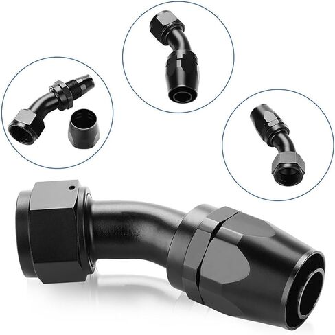 أسود -16AN AN16 محول نهاية خرطوم من الألومنيوم المؤكسد أنثى إلى دوار للزيت/الوقود/الماء/السوائل/خط الهواء/المقاييس/أنبوب خرطوم (90 درجة) in Kuwait