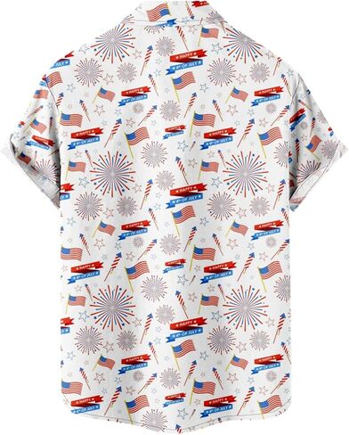 American Flag Hawaiian Shirts USA Beach Shirts for Men Patriotic Short Sleeve Independence Day Casual Button Down in Saudi Arabia