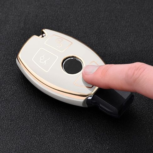 ELOHEI for Mercedes Benz Key Fob Cover, Premium Soft TPU Key Case Cover Compatible with Mercedes Benz C E S M CLS CLK G Class Keyless Smart Key Fob(Black) in Kuwait