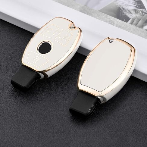 ELOHEI for Mercedes Benz Key Fob Cover, Premium Soft TPU Key Case Cover Compatible with Mercedes Benz C E S M CLS CLK G Class Keyless Smart Key Fob(Black) in Kuwait