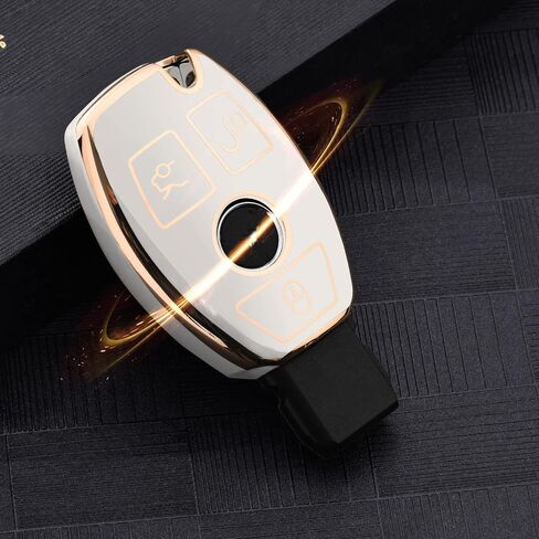 ELOHEI for Mercedes Benz Key Fob Cover, Premium Soft TPU Key Case Cover Compatible with Mercedes Benz C E S M CLS CLK G Class Keyless Smart Key Fob(Black) in Kuwait