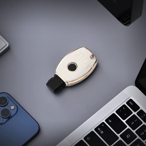 ELOHEI for Mercedes Benz Key Fob Cover, Premium Soft TPU Key Case Cover Compatible with Mercedes Benz C E S M CLS CLK G Class Keyless Smart Key Fob(Black) in Kuwait