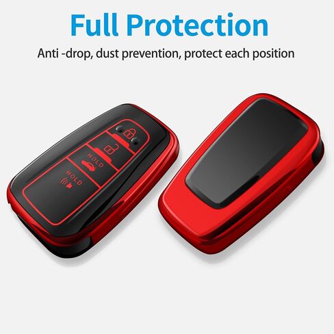 Autophone متوافق مع غطاء Toyota Key Fob مع سلسلة مفاتيح ناعمة من مادة TPU لمفتاح 2018-2023 Highlander RAV4 Camry C-HR Corolla Avalon Prius GT86 المفتاح الذكي (فقط للتنقل بدون مفتاح) أحمر مطفي in Kuwait