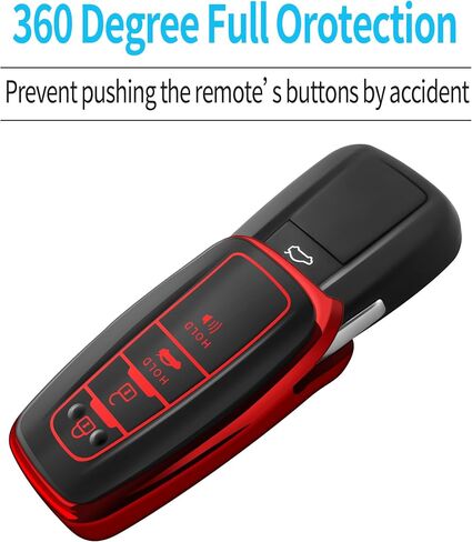 Autophone متوافق مع غطاء Toyota Key Fob مع سلسلة مفاتيح ناعمة من مادة TPU لمفتاح 2018-2023 Highlander RAV4 Camry C-HR Corolla Avalon Prius GT86 المفتاح الذكي (فقط للتنقل بدون مفتاح) أحمر مطفي in Kuwait