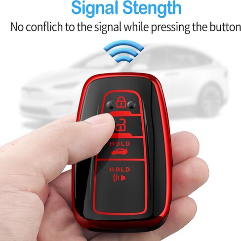 Autophone متوافق مع غطاء Toyota Key Fob مع سلسلة مفاتيح ناعمة من مادة TPU لمفتاح 2018-2023 Highlander RAV4 Camry C-HR Corolla Avalon Prius GT86 المفتاح الذكي (فقط للتنقل بدون مفتاح) أحمر مطفي in Kuwait