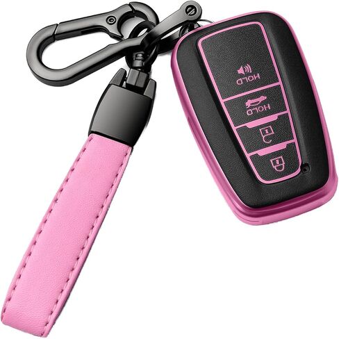 Autophone متوافق مع غطاء Toyota Key Fob مع سلسلة مفاتيح ناعمة من مادة TPU لمفتاح 2018-2023 Highlander RAV4 Camry C-HR Corolla Avalon Prius GT86 المفتاح الذكي (فقط للتنقل بدون مفتاح) أحمر مطفي in Kuwait