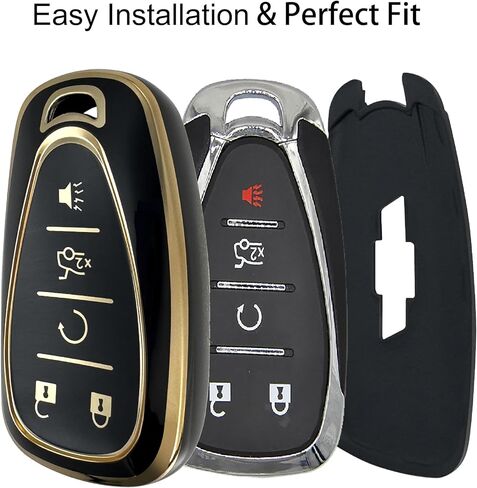 Key Fob Cover for Chevy Blazer Traverse Equinox Malibu Camaro - Soft TPU Key Case Shell Protection for Chevrolet Cruze Sonic Tahoe Trax Volt Bolt Key Fob Shell with Keychain (Pack of 2) in Kuwait