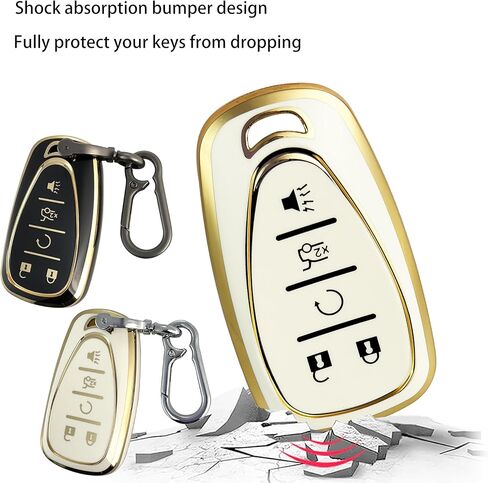 Key Fob Cover for Chevy Blazer Traverse Equinox Malibu Camaro - Soft TPU Key Case Shell Protection for Chevrolet Cruze Sonic Tahoe Trax Volt Bolt Key Fob Shell with Keychain (Pack of 2) in Kuwait
