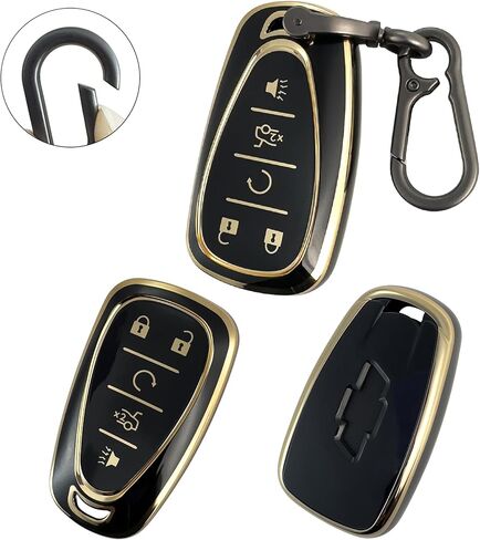 Key Fob Cover for Chevy Blazer Traverse Equinox Malibu Camaro - Soft TPU Key Case Shell Protection for Chevrolet Cruze Sonic Tahoe Trax Volt Bolt Key Fob Shell with Keychain (Pack of 2) in Kuwait