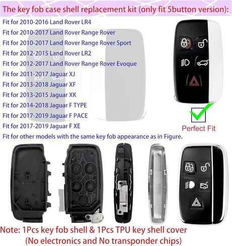 مجموعة غطاء غطاء Key Fob مناسبة لسيارة Land Rover Range Rover - حافظة بديلة عن بعد للدخول بدون مفتاح تناسب Evouge Discovery Sport Velar LR2 LR4 Jaguar XF XJ XJL XE Key Fob (حزمة من 2) in Kuwait