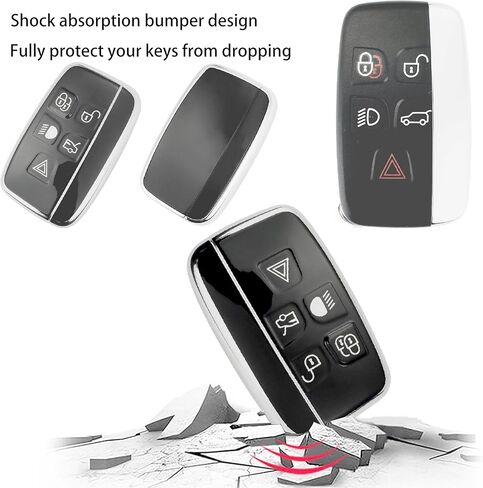 مجموعة غطاء غطاء Key Fob مناسبة لسيارة Land Rover Range Rover - حافظة بديلة عن بعد للدخول بدون مفتاح تناسب Evouge Discovery Sport Velar LR2 LR4 Jaguar XF XJ XJL XE Key Fob (حزمة من 2) in Kuwait