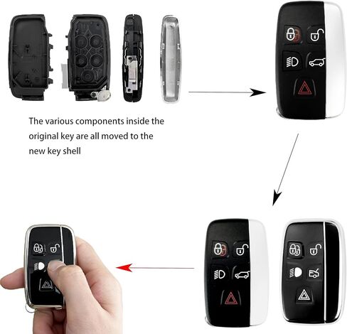 مجموعة غطاء غطاء Key Fob مناسبة لسيارة Land Rover Range Rover - حافظة بديلة عن بعد للدخول بدون مفتاح تناسب Evouge Discovery Sport Velar LR2 LR4 Jaguar XF XJ XJL XE Key Fob (حزمة من 2) in Kuwait