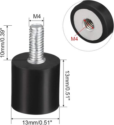 uxcell M4 Male Female Rubber Mounts, Shock Absorber, for Motor Generator Compressor Garage Reverse Osmosis Pump Impact Air Generator Car Bobbins, D10mmxH15mm 4pcs in Saudi Arabia
