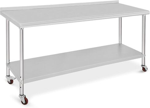 Garvee Stainless Steel Work Table, 36x24x35 Inch Metal Trolley Heavy Duty Double Tier Workbench, Food Preparation Stainless Steel Table for Kitchen Restaurant Commercial Workstation, NSF Certificated in Kuwait
