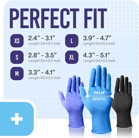 قفازات النتريل من Medtecs خالية من اللاتكس مع حماية مصنفة كيميائيًا وتصميم مسامي - سماكة 4 مل، يمكن استخدامها بكلتا اليدين، خالية من البودرة واستطالة أكثر من 500% - أزرق M (3.7 بوصة × 9.6 بوصة) - 1000 قطعة in Kuwait