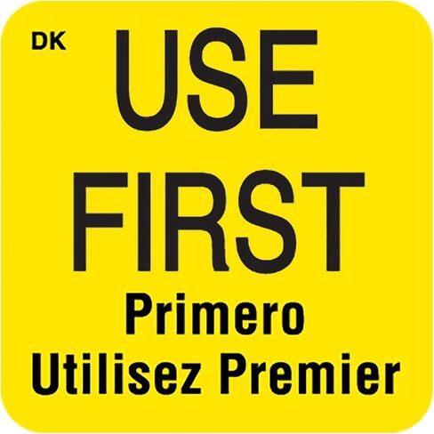 DayMark IT110083 "USE FIRST" ملصق دائم ثلاثي اللغات، 1 بوصة × 1 بوصة، (لفة 1000)، أصفر in Saudi Arabia