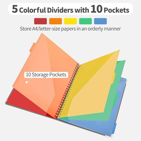 حافظة حافظة JARLINK مع مفكرة قابلة لإعادة الملء لحجم الحروف (11 بوصة × 8.5 بوصة)، فواصل ملونة 5 علامات تبويب مع تخزين 10 جيوب، حافظة متعددة الاستخدامات لمخطط مكتب المدرسة، رخام أزرق in Kuwait