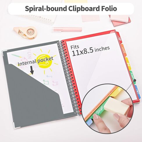 حافظة حافظة JARLINK مع مفكرة قابلة لإعادة الملء لحجم الحروف (11 بوصة × 8.5 بوصة)، فواصل ملونة 5 علامات تبويب مع تخزين 10 جيوب، حافظة متعددة الاستخدامات لمخطط مكتب المدرسة، رخام أزرق in Kuwait