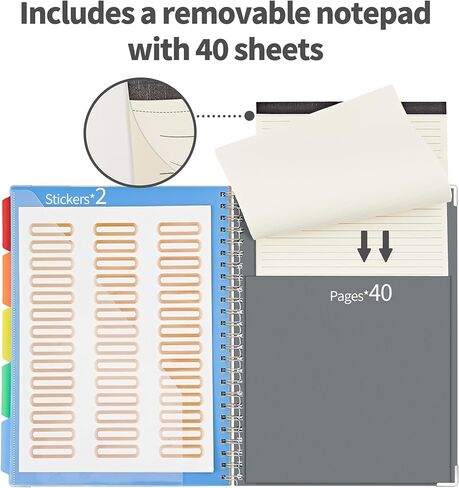 حافظة حافظة JARLINK مع مفكرة قابلة لإعادة الملء لحجم الحروف (11 بوصة × 8.5 بوصة)، فواصل ملونة 5 علامات تبويب مع تخزين 10 جيوب، حافظة متعددة الاستخدامات لمخطط مكتب المدرسة، رخام أزرق in Kuwait