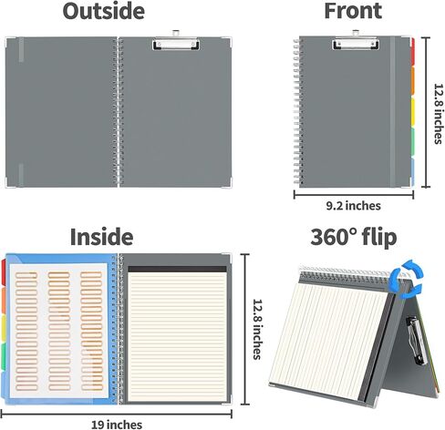 حافظة حافظة JARLINK مع مفكرة قابلة لإعادة الملء لحجم الحروف (11 بوصة × 8.5 بوصة)، فواصل ملونة 5 علامات تبويب مع تخزين 10 جيوب، حافظة متعددة الاستخدامات لمخطط مكتب المدرسة، رخام أزرق in Kuwait