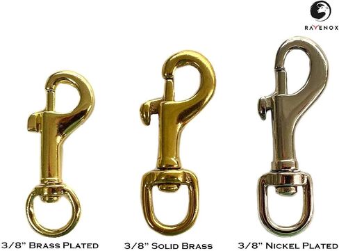 Ravenox Snap Hooks Heavy Duty |(Solid Brass)(3/8" x 2-Pack) | 3/8-inch Swivel Snaps | Keychain Clip with Eye Bolt | Swivel Hook, Bolt Snap for Scuba, Flagpoles, Horse Leads, Leashes | Rope Hardware in Saudi Arabia