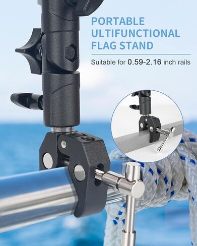 علم القارب الأمريكي، حامل علم القارب البرتقالي 48 بوصة علم التزلج على الماء قابل للتعديل سارية علم القارب لقضبان مستديرة ومربعة عائمة مقاس 0.59-2 بوصة، علم الكاياك مع علم بديل للسباحين ومتصفحي الأمواج in Kuwait