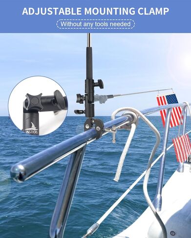 علم القارب الأمريكي، حامل علم القارب البرتقالي 48 بوصة علم التزلج على الماء قابل للتعديل سارية علم القارب لقضبان مستديرة ومربعة عائمة مقاس 0.59-2 بوصة، علم الكاياك مع علم بديل للسباحين ومتصفحي الأمواج in Kuwait