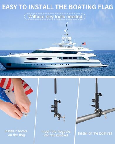 علم القارب الأمريكي، حامل علم القارب البرتقالي 48 بوصة علم التزلج على الماء قابل للتعديل سارية علم القارب لقضبان مستديرة ومربعة عائمة مقاس 0.59-2 بوصة، علم الكاياك مع علم بديل للسباحين ومتصفحي الأمواج in Kuwait